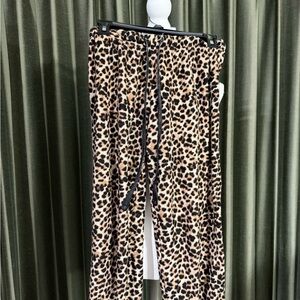 Leopard Print Women’s Pajama Pants - Tan/Black